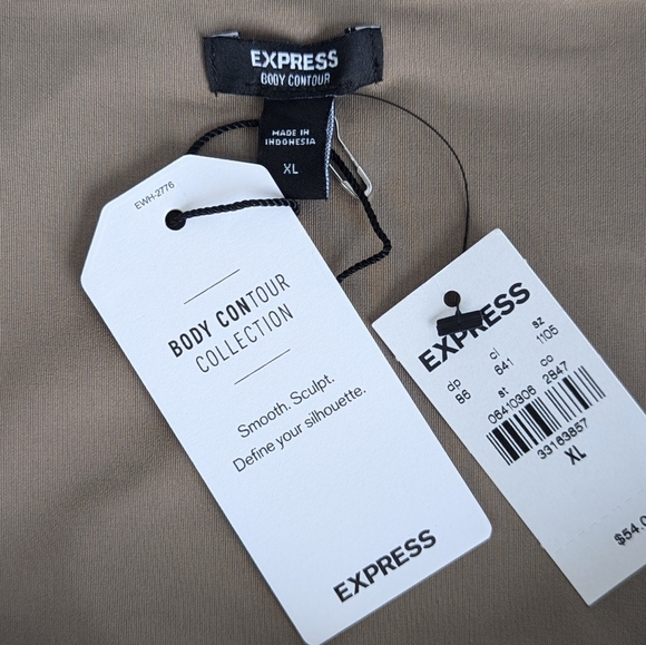 Express Body Contour Faux Leather Corset Cropped Top Spaghetti Straps Taupe - XL - Picture 5 of 6